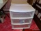 (PINKBR) STERILITE 3 DRAWER CARTS; PAIR OF STERILITE WIDE, WHITE 3 DRAWER STORAGE CARTS. MEASURES