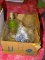 (PINKBR) BOX LOT OF LAMPS, VASES, AND CHIMNEYS; 6 PIECE LOT TO INCLUDE AN OIL LAMP, A SCALLOP RIM