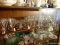 (DR) SHELF LOT OF ASSORTED GLASSWARE; 45+ PIECE LOT OF GLASSWARE TO INCLUDE WINE GLASSES, CORDIAL
