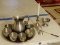(DR) LOT OF ASSORTED PEWTER DISHES; LOT TO INCLUDE 7 PEWTER JEFFERSON CUPS, A PEWTER PITCHER, A