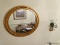 (DR) WALL MIRROR AND ARTIFICIAL FLOWER; 2 PIECE LOT TO INCLUDE AN OVAL MIRROR WITH A BRONZE FRAME