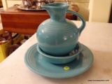 (KIT) FIESTA WARE; 3 PC. OF GREEN FIESTAWARE- 7 IN. PITCHER, CEREAL BOWL AND SERVING PLATTER