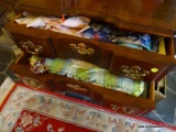 (FOYER) CONTENTS OF LOWBOY; CONTENTS INCLUDE VARIOUS TABLE LINENS- PLACEMATS, NAPKINS AND