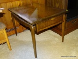 (DEN) LANE MID CENTURY MODERN SIDE TABLE; WALNUT SINGLE DRAWER SIDE TABLE FROM LANE'S PERCEPTION