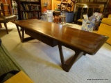 (DEN) LANE MID CENTURY MODERN COFFEE TABLE; WALNUT SINGLE DRAWER RECTANGULAR COFFEE TABLE FROM