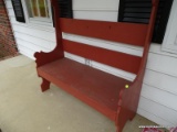 (OUTSIDE FRONT) BENCH; PAINTED WOODEN BENCH- 48 IN X 18.5 IN X 49 IN