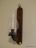 (RT BDRM) PR WALL SCONCES; PR. OF WOODEN CANDLE WALL SCONCES WITH CHIMNEYS- 15 IN H
