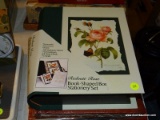 (BLUEBR) LOT OF PHOTO ALBUMS AND A STATIONERY SET; 5 PIECE LOT TO INCLUDE A REDOUTE ROSE BOOK-SHAPED