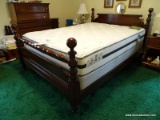 (MBED) QUEEN BED; KLING MAHOGANY QUEEN SIZE CANNONBALL BED- 64 IN X 87 IN X 46 IN- EXCELLENT