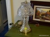 (MBED) SMALL CRYSTAL LAMP; SMALL CRYSTAL AND BRASS LAMP WITH CRYSTAL SHADE- 12 IN H