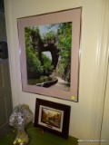 (MBED) PICTURE LOT; 2 PICTURES- FRAMED AND MATTED NATURAL BRIDGE PHOTO IN SILVER FRAME- 20 IN X 24