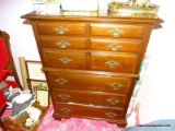 (PINKBR) CHEST ON CHEST AND CONTENTS; 5 DRAWER CHEST ON CHEST AND CONTENTS; WALNUT, CHIPPENDALE