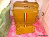 (PINKBR) MONARCH ITALIAN FLAG LUGGAGE SET; 3 PC MONARCH BROWN LEATHER LUGGAGE SET WITH THE ITALIAN