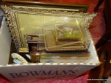 (PINKBR) BOX LOT OF ASSORTED PICTURE FRAMES; ~15 PIECE LOT TO INCLUDE SELF STANDING AND WALL HANGING