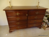 (LR) YOUNG HINKLE DRESSER; 6-DRAWER CHERRY YOUNG HINKLE DRESSER WITH DOVETAILED DRAWERS, BATWING