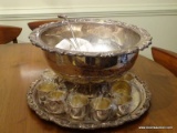 (DR) SHERIDAN SILVER PLATED PUNCH BOWL SET; 15 PIECE SILVER PLATE PUNCH BOWL SET TO INCLUDE A PUNCH