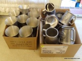 (DR) BOX LOT OF ASSORTED PEWTER AND SILVER-PLATE; 2 BOXES FULL OF ASSORTED PEWTER AND SILVER-PLATE