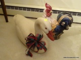 (DR) PAIR OF ANIMAL STATUES; 2 PIECE LOT OF ANIMAL STATUES TO INCLUDE A WHITE PAINTED RESIN DUCK AND