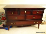 (DR) LANE CHERRY BLANKET CHEST; MID CENTURY MODERN BLANKET CHEST WITH A LOWER DRAWER, MADE BY LANE.