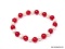 RED JADE AND FRESHWATER PEARL BRACELET; 7-8