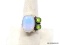 .925 OPALITE AND PERIDOT RING; LARGER FACETED DESIGNER OPALITE RING WITH PERIDOT ACCENTS. SIZE 9.