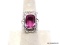 .925 RUBELLITE RING; GORGEOUS NEW DETAILED EMERALD CUT RUBELLITE FACETED RING. SIZE 6 3/4. RETAIL