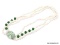 FRESHWATER PEARL AND JADE BEAD DROP NECKLACE; 18