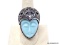 .925 TURQUOISE GODDESS RING; HANDMADE GORGEOUS CARVED BLUE TURQUOISE COLOR GODDESS RING. SIZE 8 3/4.