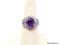 .925 AMETHYST RING; AAA NEW TOP QUALITY OVER 30 CT OVAL PURPLE AMETHYST RING SURROUNDED BY DIAMOND