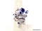 .925 CUSTOM BUTTERFLY RING; NEW TOP QUALITY CUSTOM DESIGNED BUTTERFLY RING WITH CORNFLOWER LIGHT