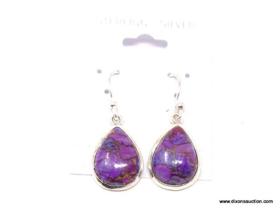 .925 COPPER TURQUOISE EARRINGS; 1 1/8" NEW COPPER PURPLE TURQUOISE EARRINGS. RETAIL PRICE $59.00.