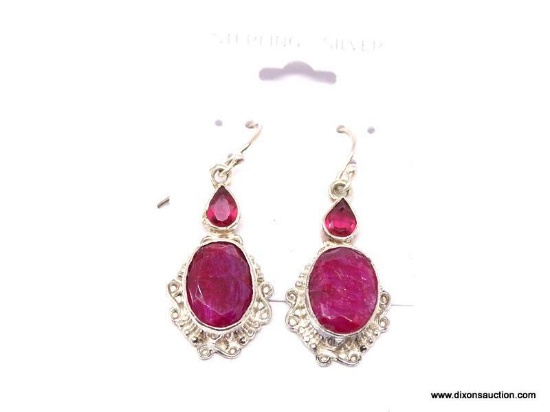 .925 AFRICAN RUBY EARRINGS; NEW FACETED NATURAL AFRICAN RED RUBY EARRINGS WITH RUBYLITE ACCENTS.