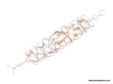 .925 RIVER PEARL BRACELET; NEW STAMPED .925 AAA QUALITY, GORGEOUS WIDE 6-8