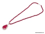 .925 AFRICAN RED RUBY NECKLACE; 18