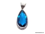 .925 SAPPHIRE QUARTZ PENDANT; 2 1/8