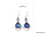 .925 BLUE IOLITE EARRINGS; 1 3/4