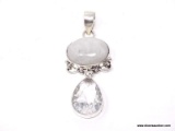 .925 MOONSTONE DROP PENDANT; 2 1/8