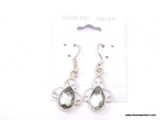 .925 GREEN AMETHYST EARRINGS; 1 1/8