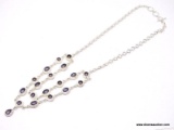 .925 AMETHYST DROP NECKLACE; 18-20