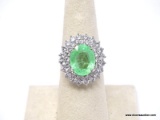.925 TRANSLUCENT AFRICA EMERALD RING; NEW GORGEOUS OVER 10 CT FACETED UNHEATED AFRICAN TRANSLUCENT
