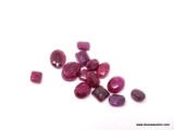 MIXED AFRICAN RUBY GEMSTONES; 70 CT OF FACETED EARTH MINED MIX SHAPED AFRICAN RUBIES. RING SIZED.