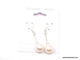 .925 PEARL EARRINGS; .925 NEW 1 2/8