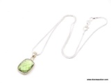 .925 GREEN AMETHYST NECKLACE; ALLURING 1 1/8