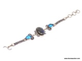 .925 LABRADORITE BRACELET; NEW GORGEOUS .925 STERLING SILVER BRACELET WITH DETAILED BLUE FIRE