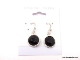 .925 BLACK ONYX EARRINGS; 1 1/8