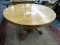 (R2) ANTIQUE LION'S HEAD KITCHEN TABLE; ROUND, OAK KITCHEN TABLE WITH A LARGE PEDESTAL BASE AND 4
