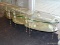 (WINDOW) TIERED GLASS COFFEE TABLE; 3 PC., OVAL, GLASS COFFEE TABLE WITH 2 ARROW SHAPED PIECES THAT