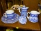 (R2) LOT OF BLUE AND WHITE DECORATIVE CHINA; 6 PIECE LOT OF SHENANGO BALTIMORE AND OHIO RAILROAD