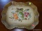 (R3) NASHCO HAND PAINTED TRAY; TOLE PAINTED, SCALLOPED RIM TRAY WITH A FRUIT DESIGN ON A LIGHT BROWN