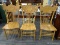 (R3) SET OF ANTIQUE DINING CHAIRS; 3 PIECE SET OF OAK, 6 SPINDLE DINING CHAIRS WITH A SCROLLING AND